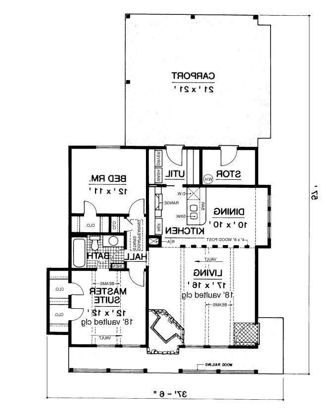Floor Plan image of Mountain Chalet - 900 House Plan